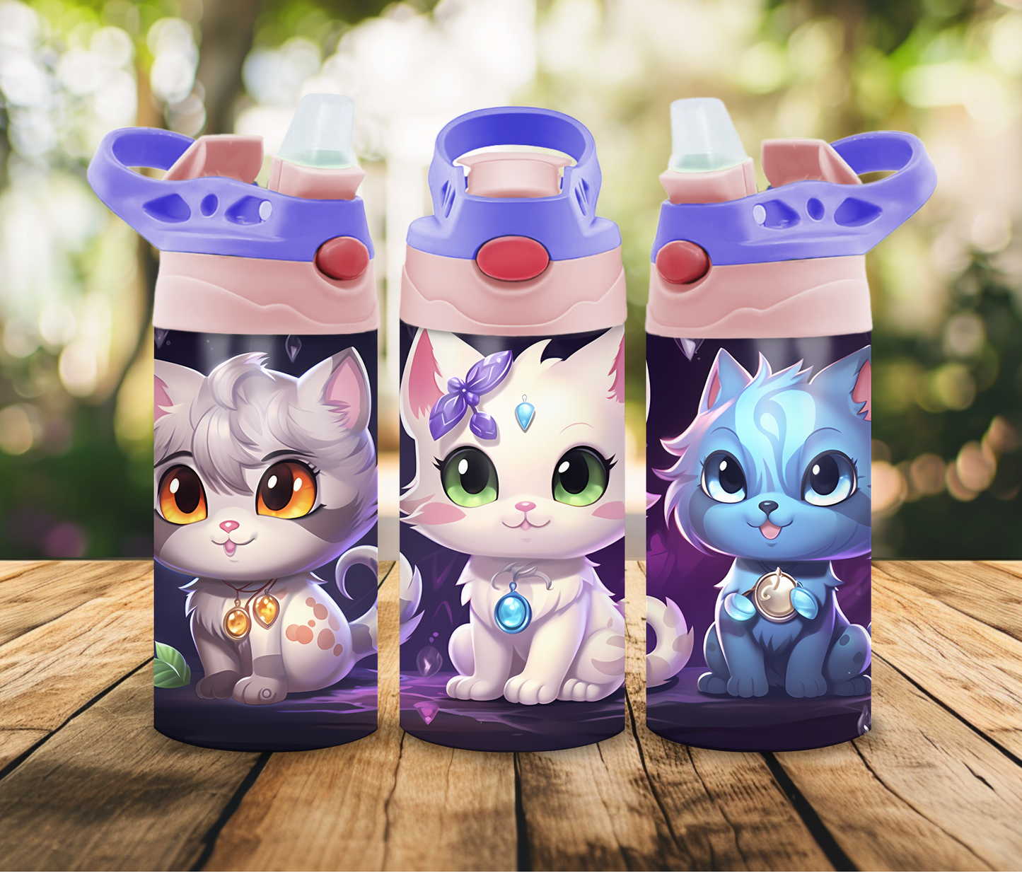 12 oz Sublimated Cute Kittens Design Sippy Cup or Kids Tumbler