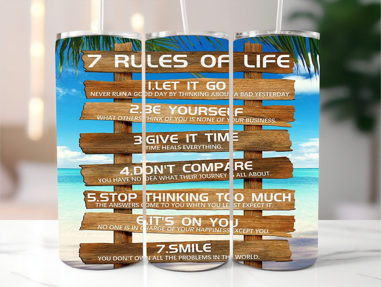 Sublimated 20 oz Tumbler with - 7 Rules of Life design