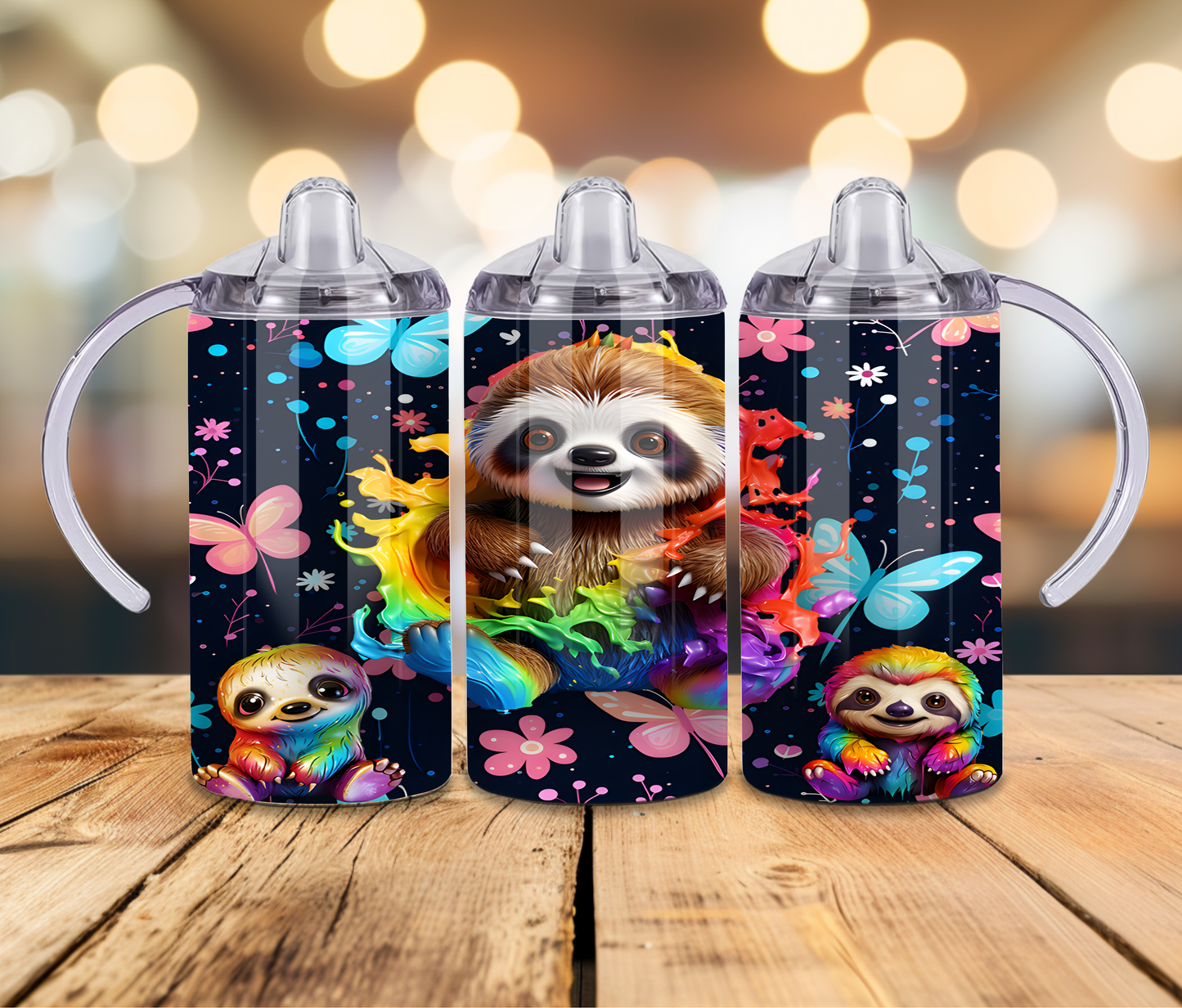 12 oz Sublimated Baby Sloth on Sippy Cup or Kids Tumbler