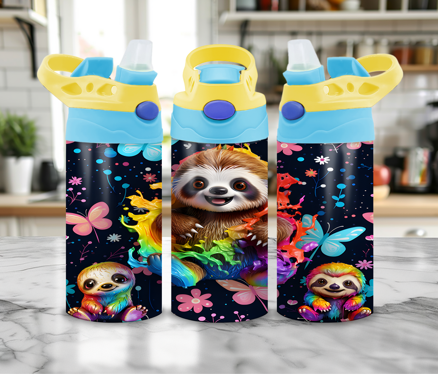 12 oz Sublimated Baby Sloth on Sippy Cup or Kids Tumbler