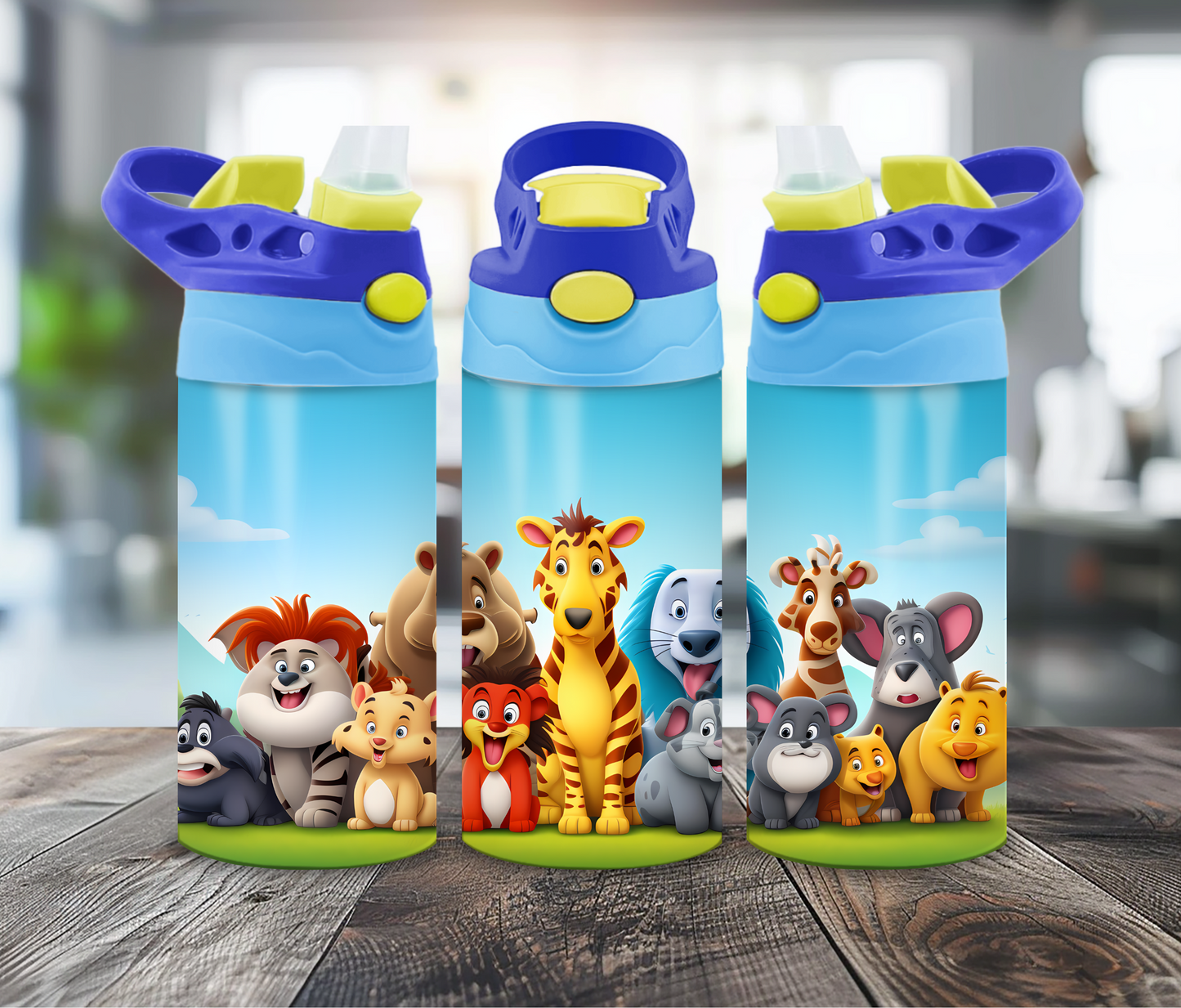 12 oz Sublimated Baby Zoo Animal Design Sippy Cup or Kids Tumbler