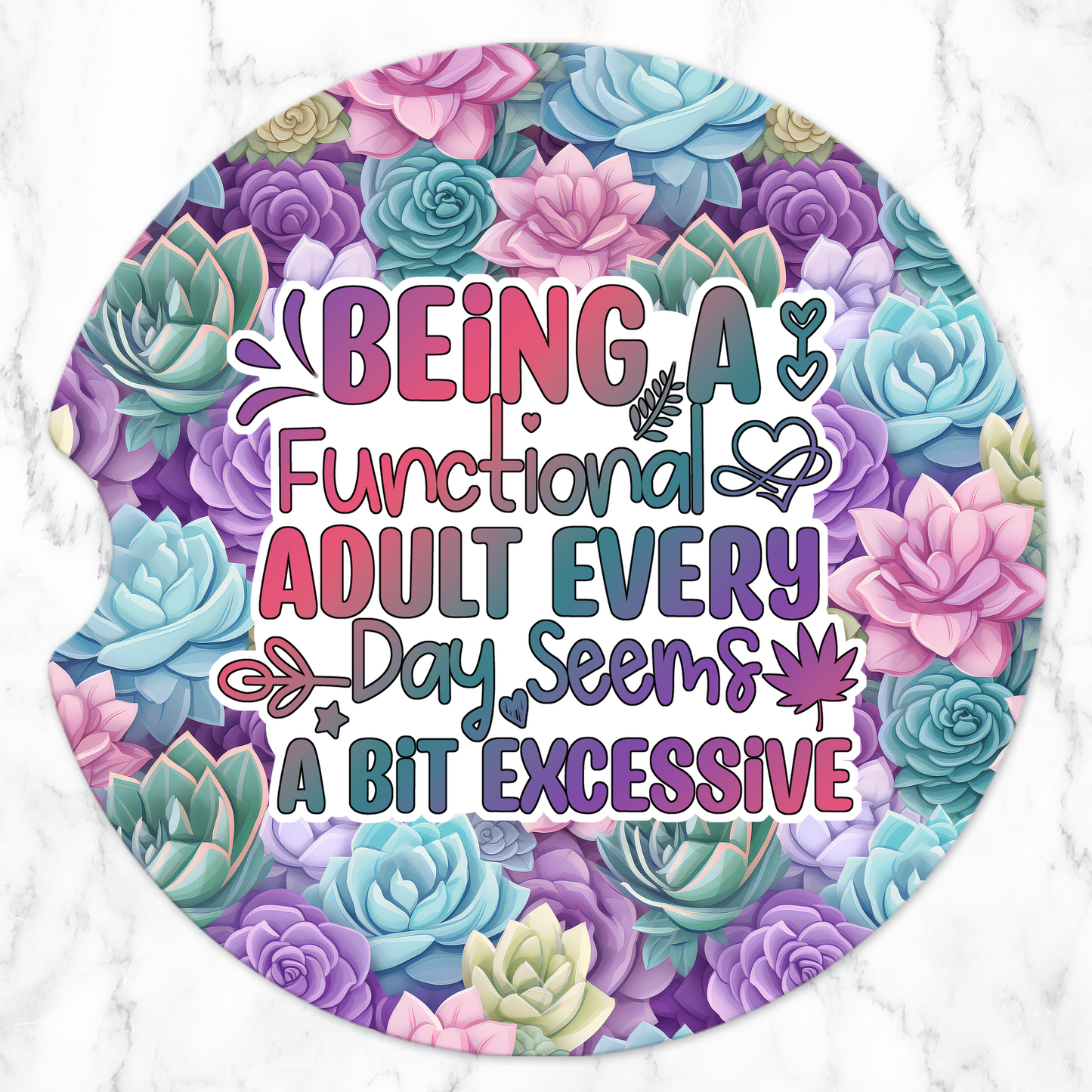 Sublimated Car Coasters - Sarcastic - Functional design