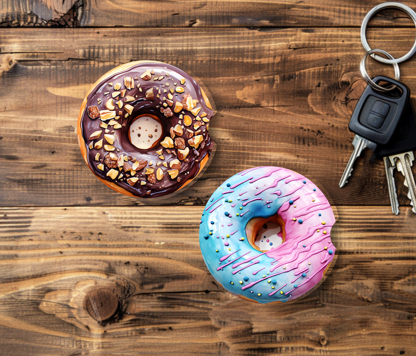 Sublimated Car Coasters - Yummy Donuts Design 3
