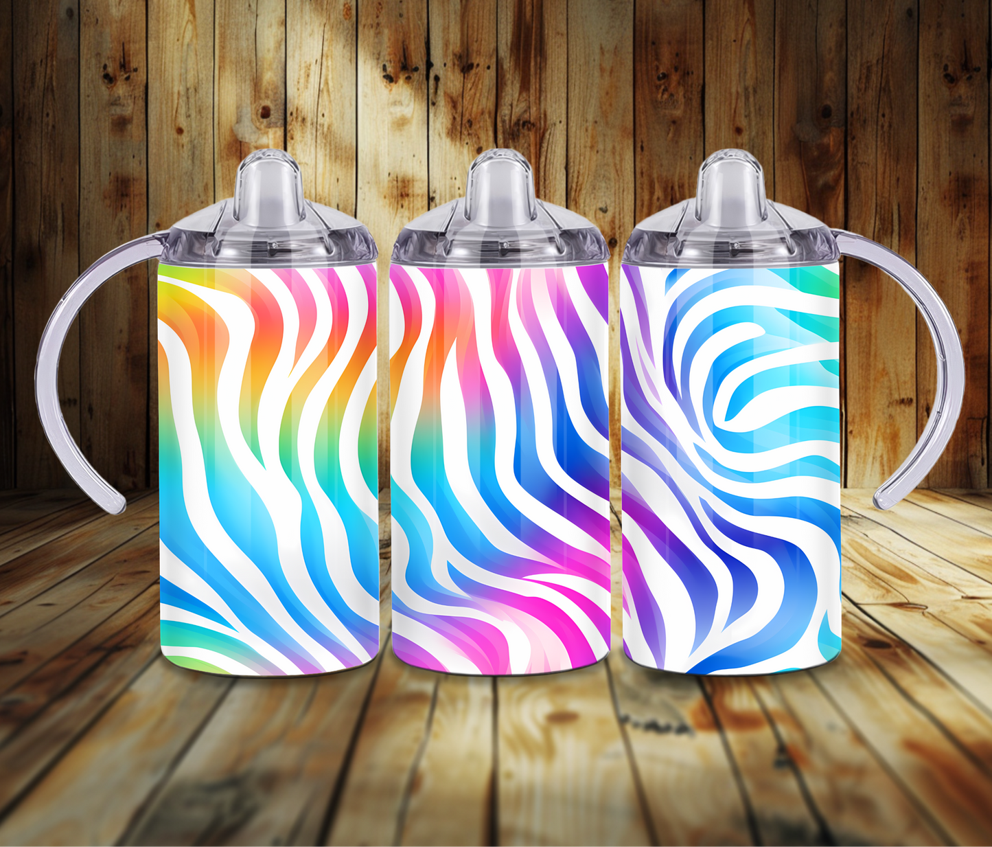 12 oz Sublimated Colourful Animal Print Design Sippy Cup or Kids Tumbler