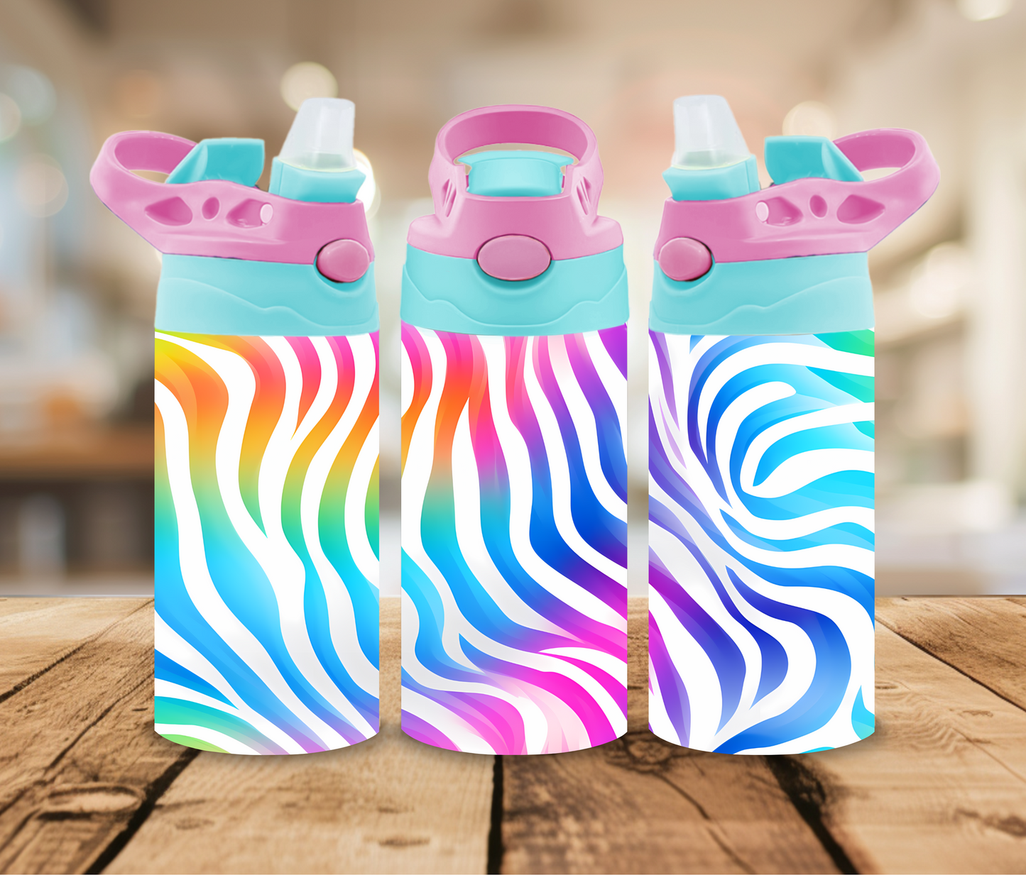 12 oz Sublimated Colourful Animal Print Design Sippy Cup or Kids Tumbler
