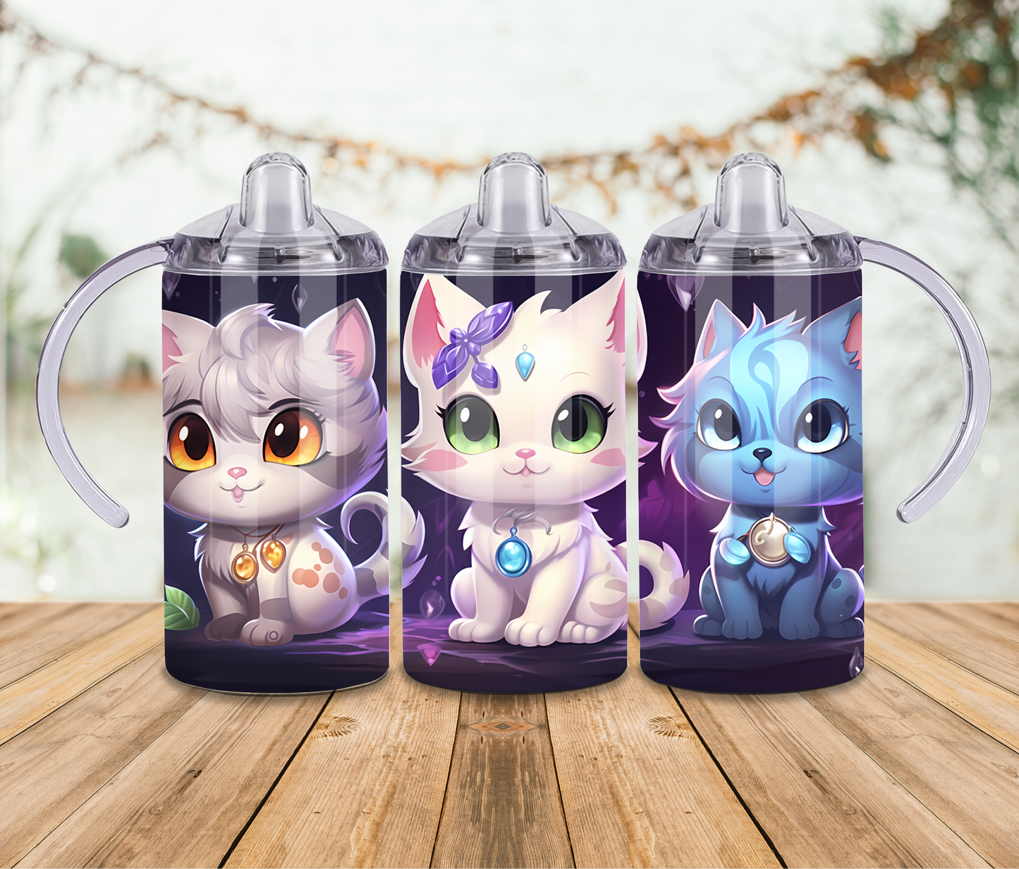 12 oz Sublimated Cute Kittens Design Sippy Cup or Kids Tumbler