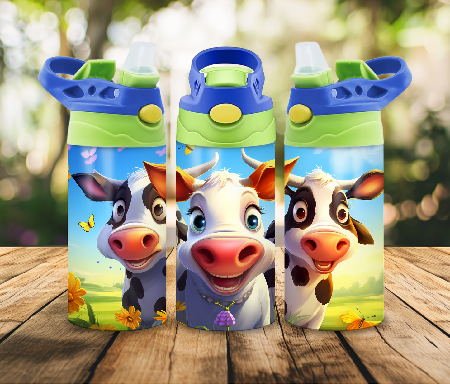 12 oz Sublimated Cute Baby Cows (1) Design Sippy Cups or Kids Tumbler