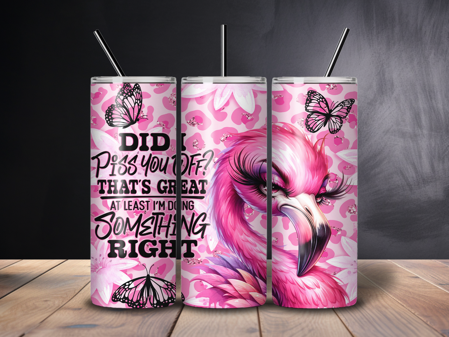 Sublimated 20 oz Tumbler - Sarcastic Pink Flamingo