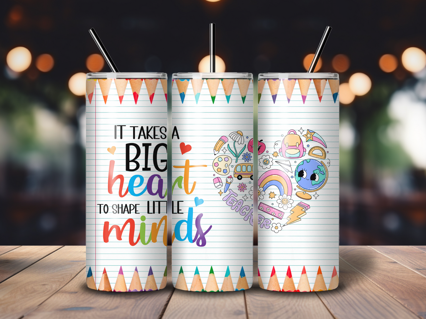 Sublimated 20oz Tumbler - Teacher At Heart design 1