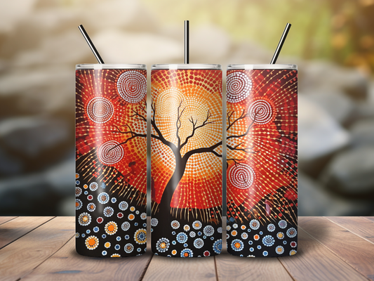 Sublimated 20 oz Tumbler - Aboriginal Family Tree Design