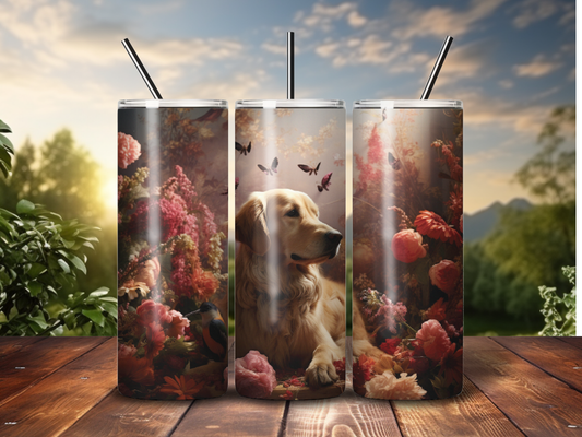 Sublimated 20 oz Tumbler - Golden Retriever Design 2