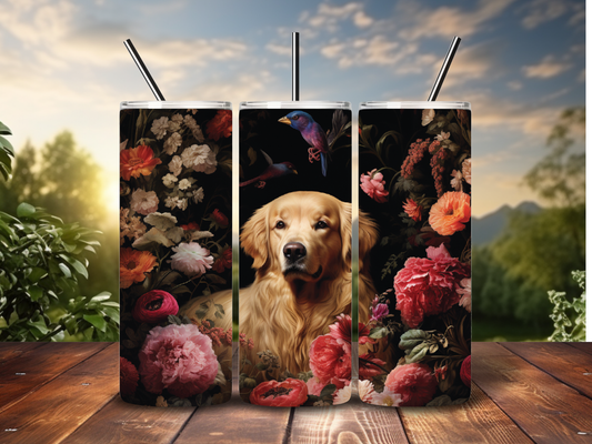 Sublimated 20 oz Tumbler - Golden Retriever Design