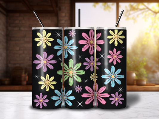 Sublimated 20 oz Tumbler - Hippy Flowers