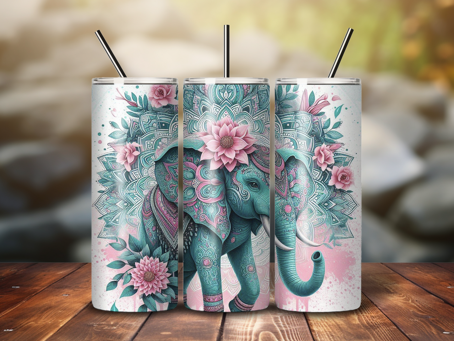 Sublimated 20 oz Tumbler - Mandala Elephant Design