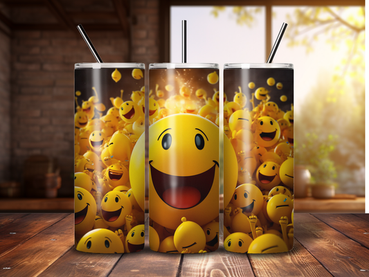 Sublimated 20 oz Tumbler - Quirky Smiley Face Design