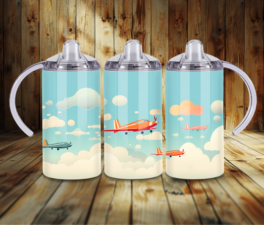 12 oz Sublimated Aeroplane Design Sippy Cup or Kids Tumbler