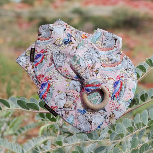 Baby Bib, Bandana Bib, Burp Cloth and Teether Australian Animals Design 3 - 18 months