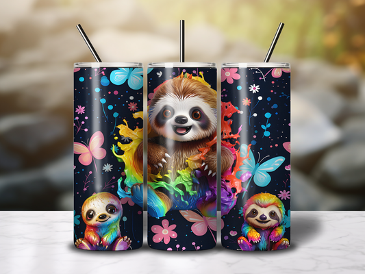 Sublimated 20 oz Tumbler - Colourful Baby Sloth Design
