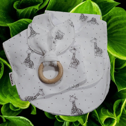 Baby Bib, Bandana Bib, Burp Cloth and Teether Cute Giraffe Design 3 - 18 months