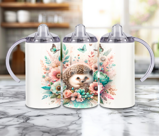 12 oz Sublimated Sippy Cup or Kids Tumbler - Hedgehog design