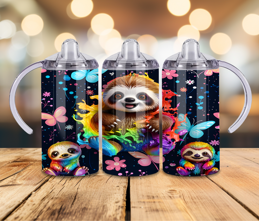 12 oz Sublimated Baby Sloth on Sippy Cup or Kids Tumbler