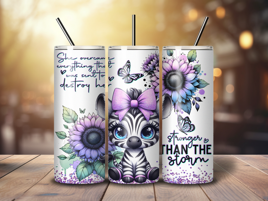 Sublimated 20 oz Tumbler - Baby Zebra Affirmations Design
