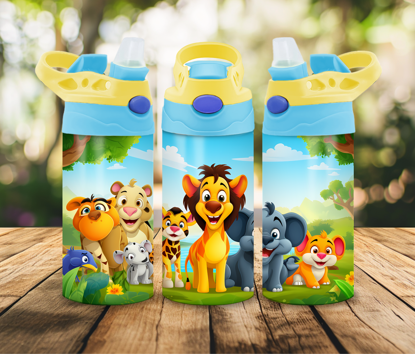 12 oz Sublimated Baby Jungle Animal Design Sippy Cup or Kids Tumbler