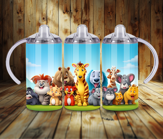 12 oz Sublimated Baby Zoo Animal Design Sippy Cup or Kids Tumbler