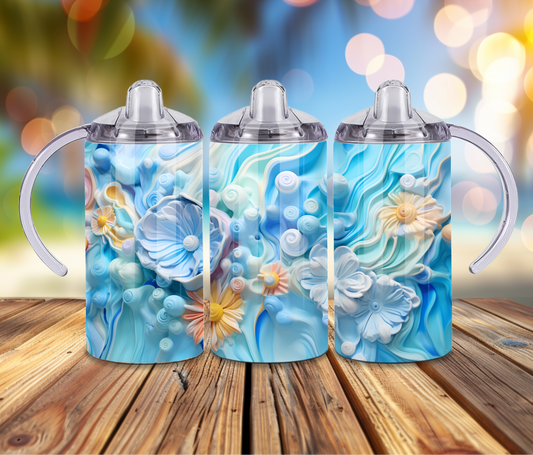12 oz Sublimated 3D Flower Design Sippy Cup or Kids Tumbler