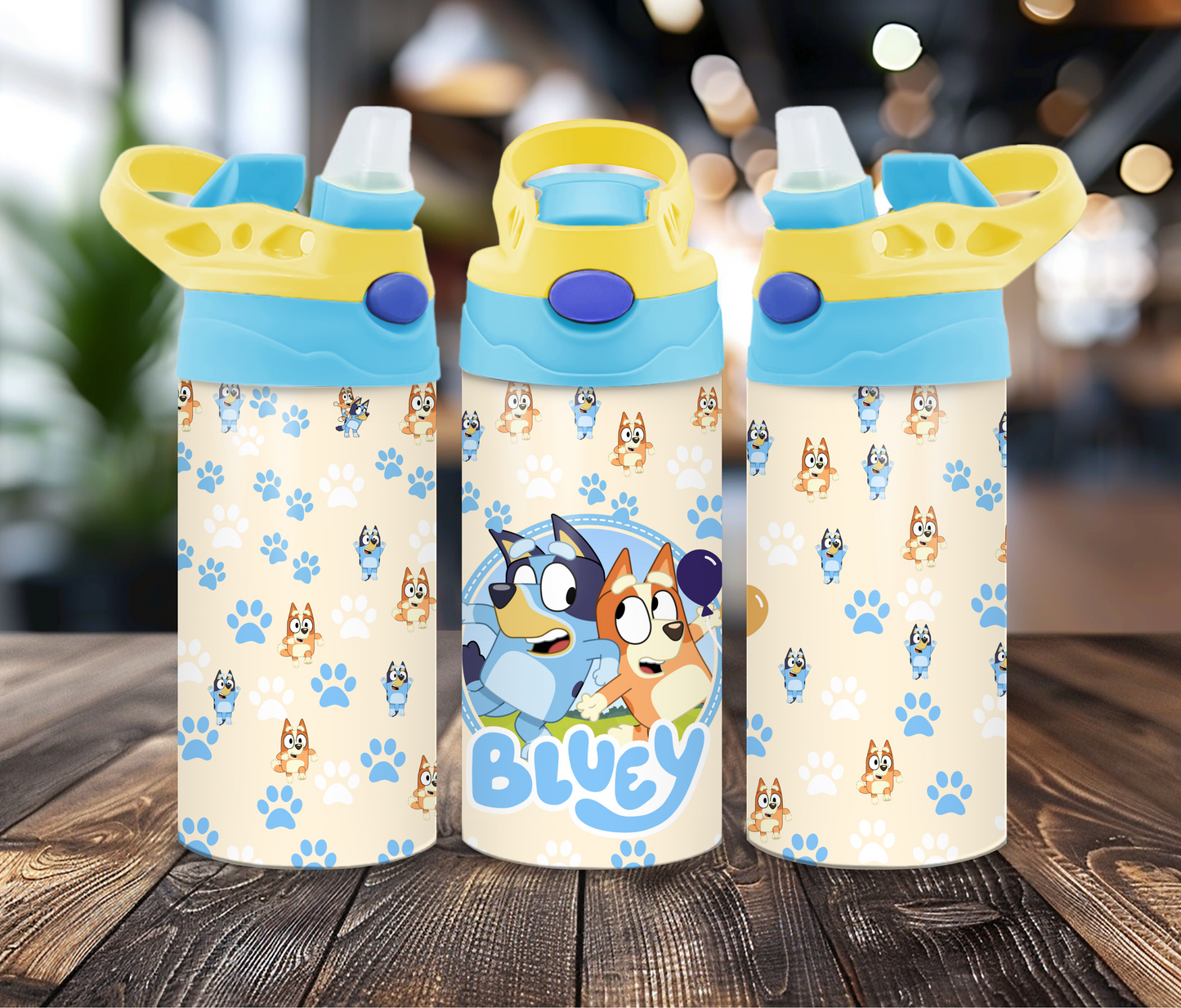 12 oz Sublimated Sippy Cup or Kids Tumbler with a Bluey Design