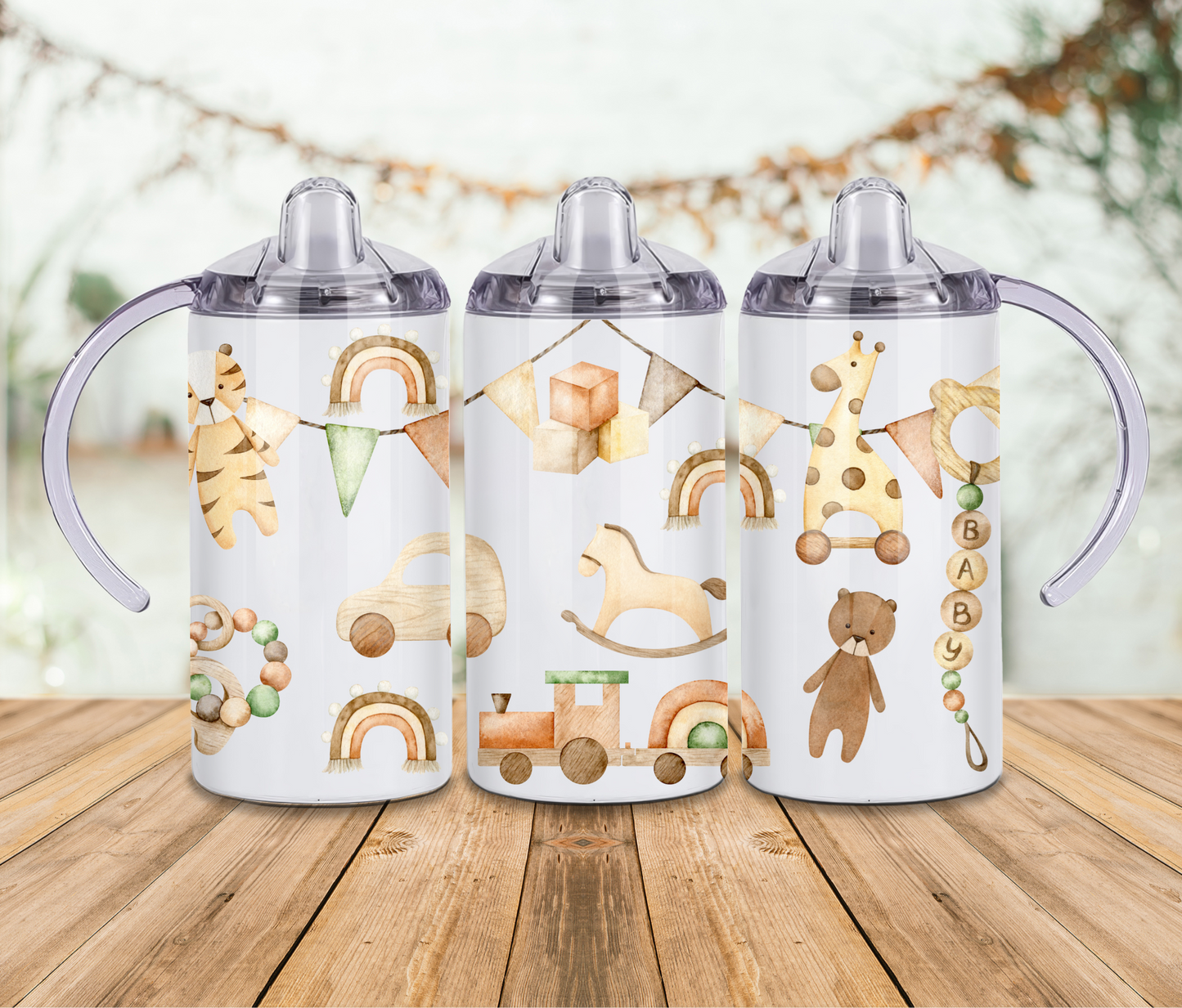 12 oz Sublimated Boho Design Sippy Cup or Kids Tumbler
