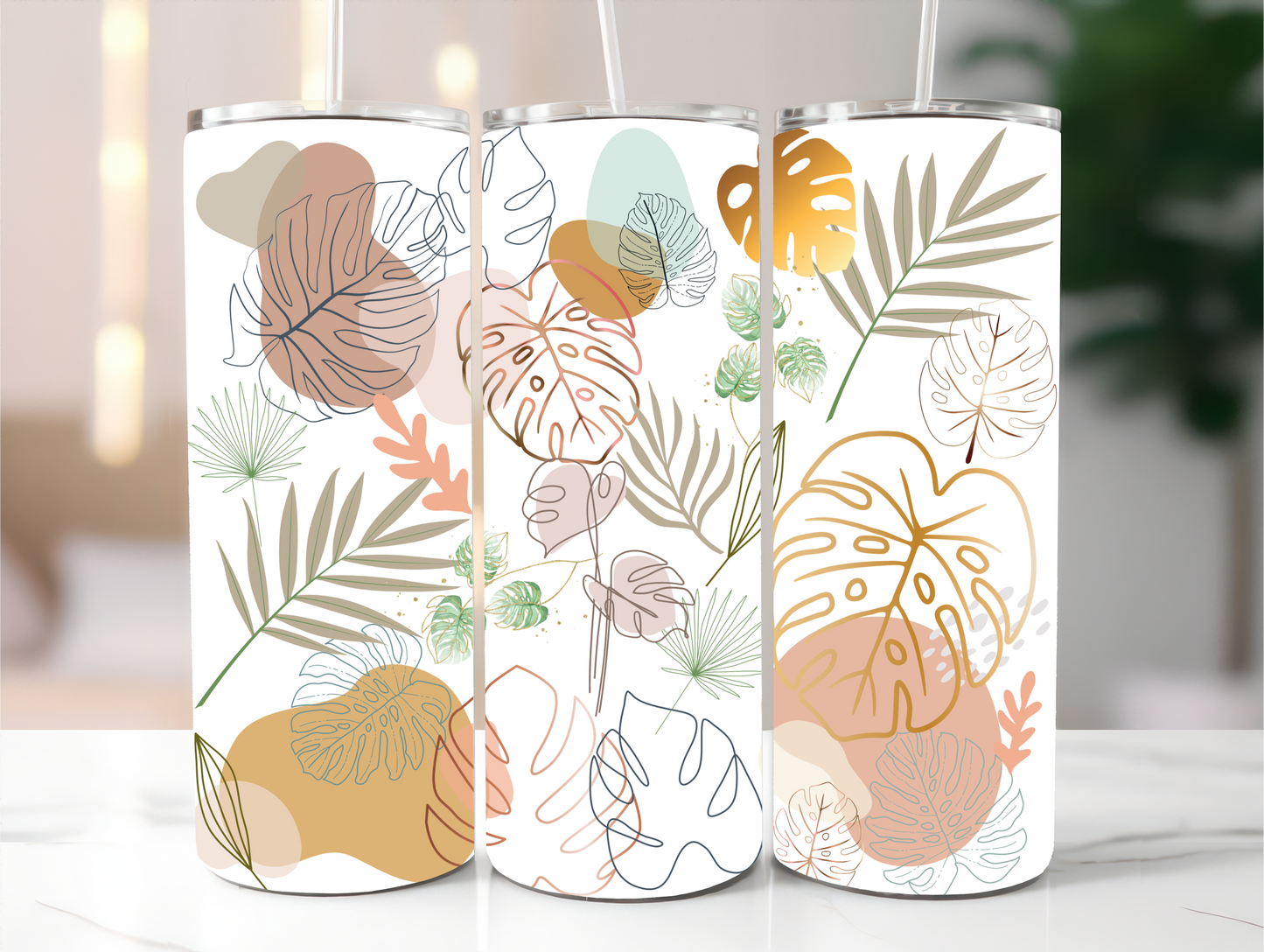 Sublimated 20 oz Tumbler with - Boho leaf designs