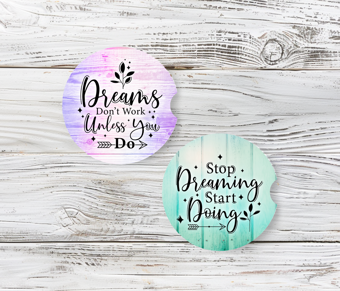 Sublimted Car Coasters - Positive Vibes 2 Design