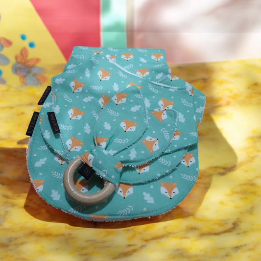 Baby Bib, Bandana bib, Burp Cloth and Teether Bundle 3 - 18 months