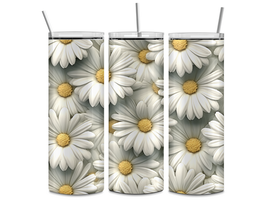 Sublimated 20 oz Tumbler with Daisy flowers