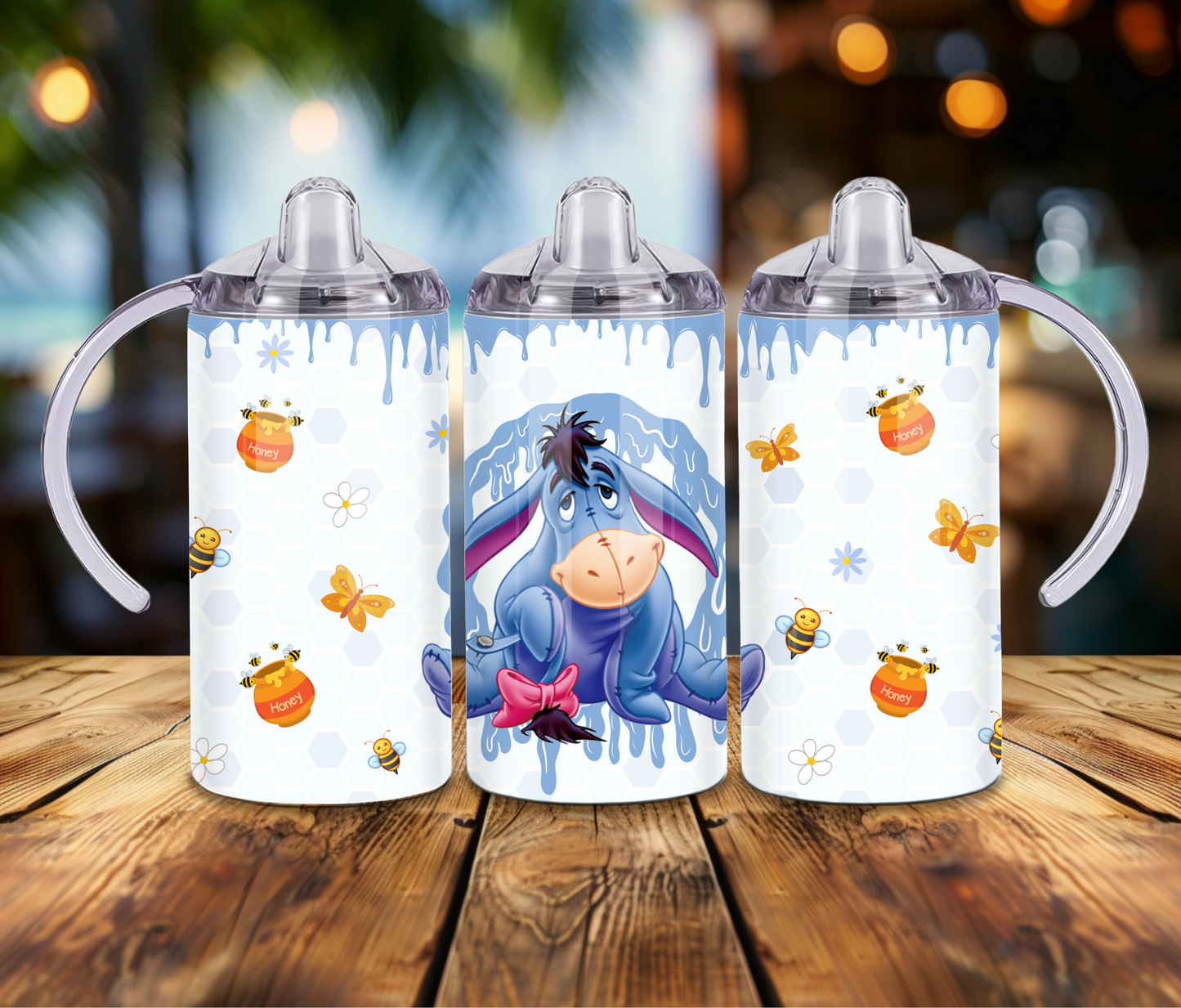 12 oz Sublimated Eeyore design on a Sippy Cup or Kids Tumbler
