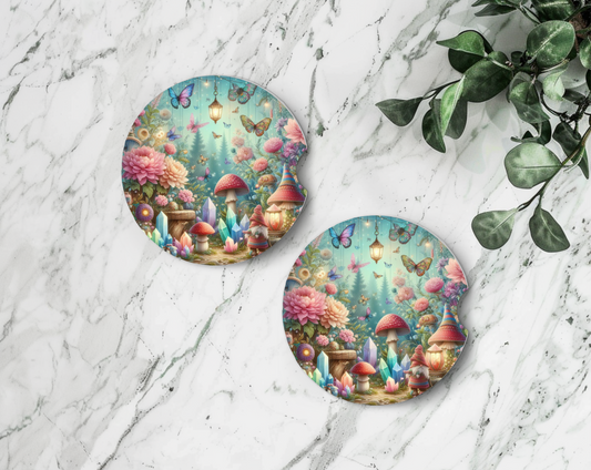 Sublimated Car Coasters - Magical mushrooms design