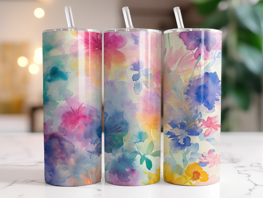 Sublimated 20 oz Tumbler with a floral watercolour design