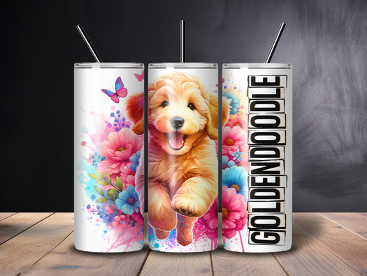 Sublimated 20 oz Tumbler - GOLDEN DOODLE design