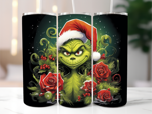 Sublimated 20 oz Tumbler with-The Grinch and Roses