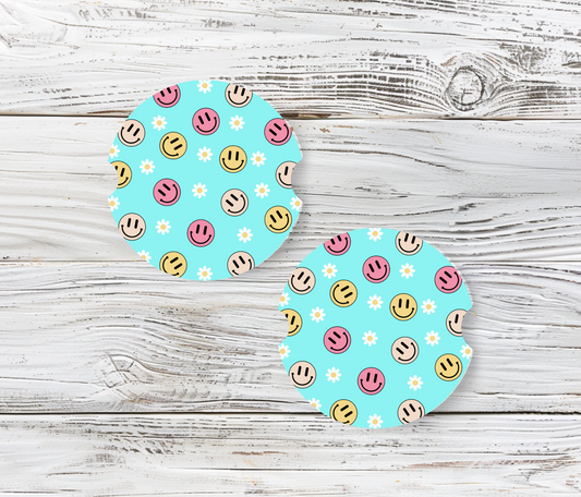 Sublimated Car Coasters - Little Smiley Faces