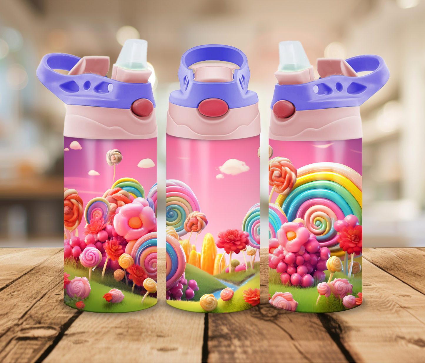 12 oz Sublimated Sippy Cup or Kids Tumbler with Lollipops Galore