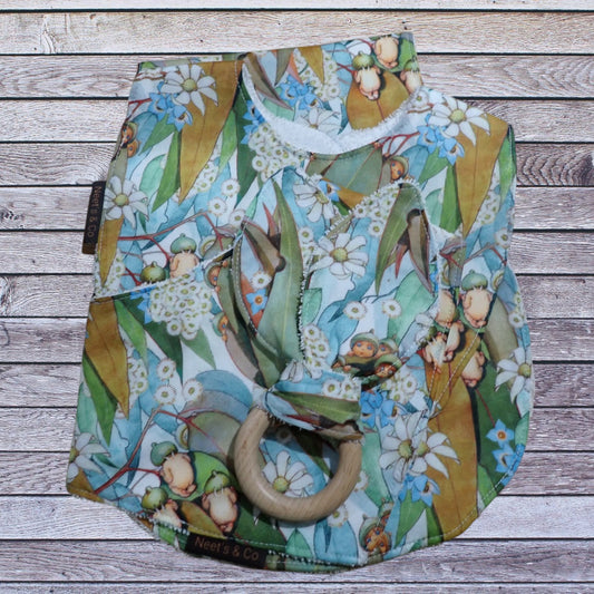 Baby Bib, Bandana Bib, Burp Cloth and Teether Gumnut Babies Design 3 - 18 months