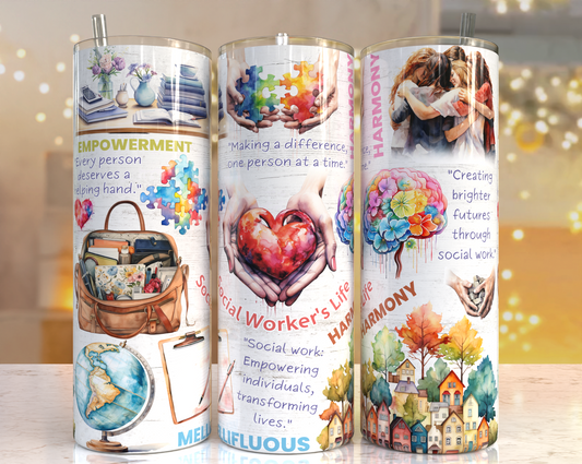 Sublimated 20 oz Tumbler with - Social Worker design