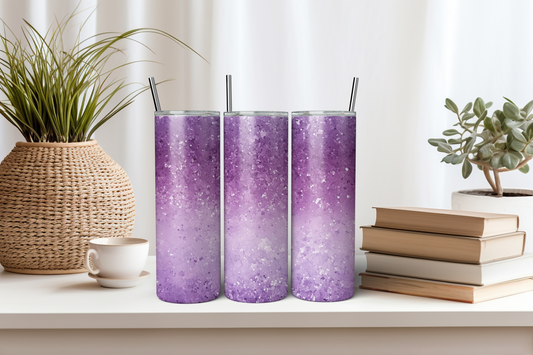 Sublimated 20 oz Tumbler - Purple Glitter Design