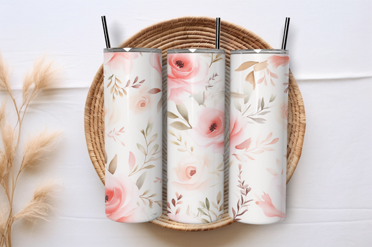 Sublimated 20 oz Tumbler - Soft Flower Design