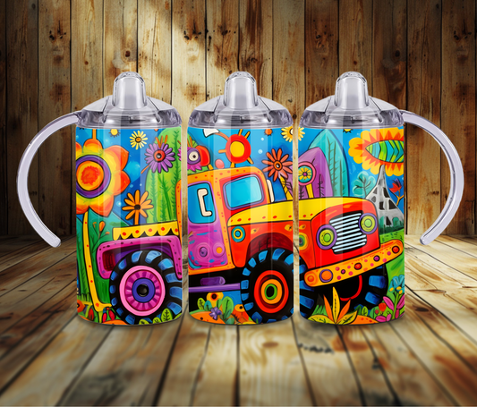 12 oz Sublimated Sippy Cup or Kids Tumbler with a very colourful Monster Ute