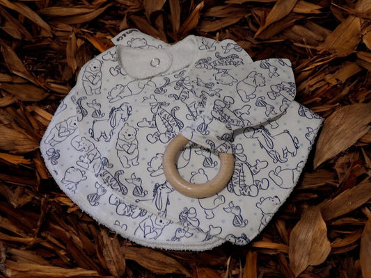 Baby bib, Bandana bib, Burp cloth and Teether Bundle- Newborn - 3 months
