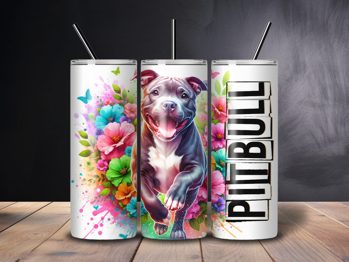 Sublimated 20 oz Tumbler - PITBULL Floral Design