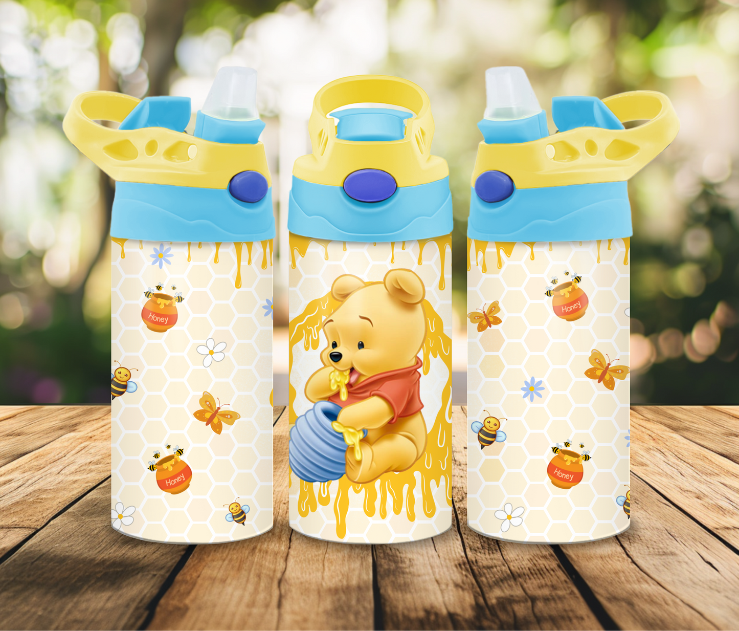 12 oz Sublimated Winnie the Pooh design on a Sippy Cup or Kids Tumbler